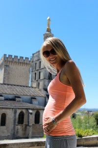 25 weeks prego in front of the Cathedral of Our Lady in Avignon